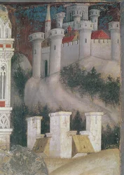 Detail der Architektur rechts von St. Georg und der Prinzessin von Trapezunt, ca. 1433-38 (Detail)